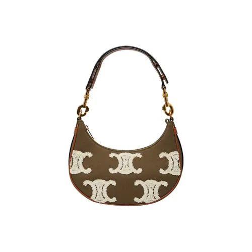 CELINE TriompheAVA Canvas With Leather Shoulder Bag Handbag Shoulder Bag Women's Olive Green