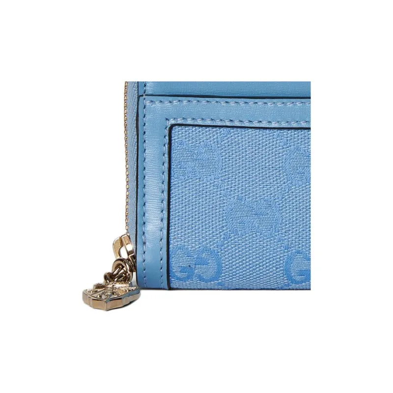 GUCCI Canvas With Leather Wallet Mini Unisex Light Blue-4