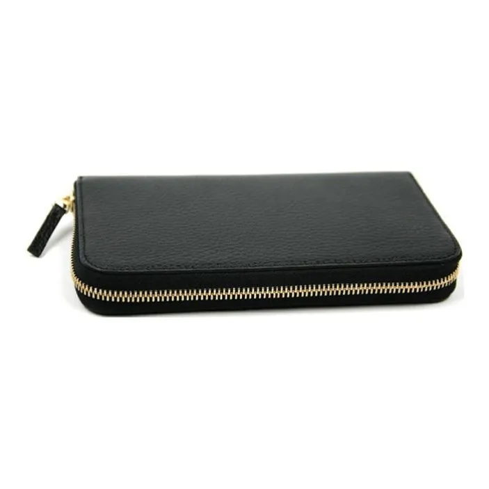 GUCCI Grain Cow Leather Long Zip Closure Wallet Unisex Black-2