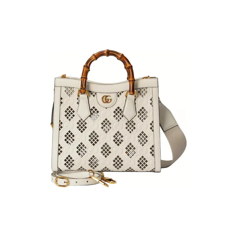 GUCCI Diana Leather Tote Bag Shopping Bag Shoulder Bag Crossbody Bag Handbag Small Size Women's Ecru-1