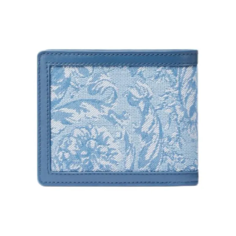 FANSIZHE Barocco Nylon With Calfskin Trim Wallet Men's Blue-1