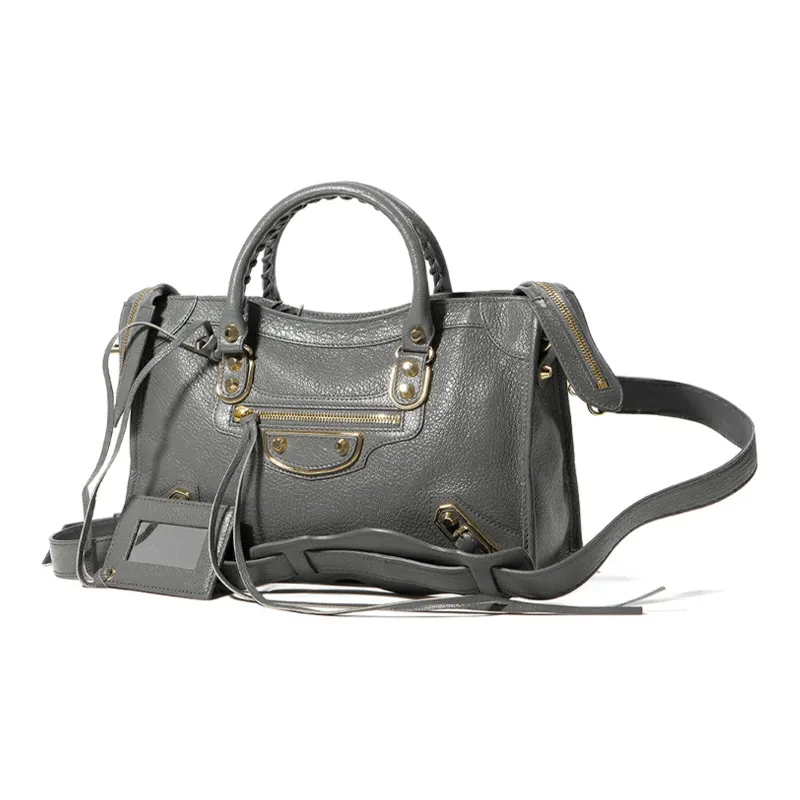 Balenciaga Shiny Goatskin Handbag, Shoulder Bag Trumpets Women's Gray-2