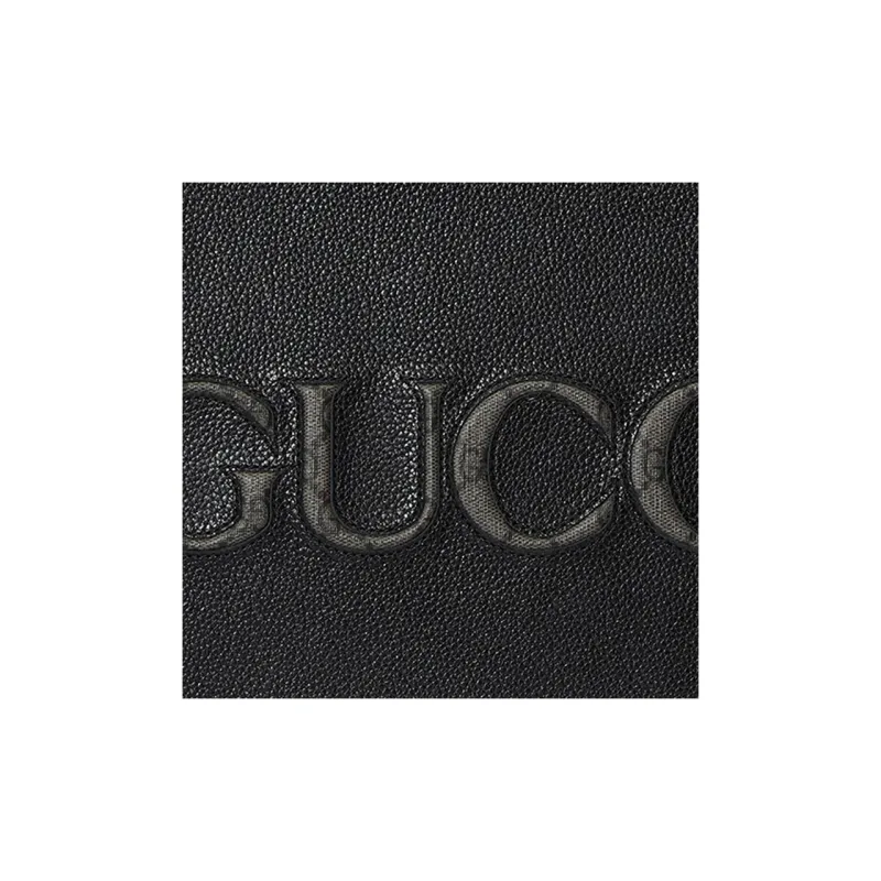 GUCCI Leather With Canvas Binding Clutch Men's Black-7