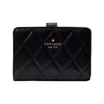 Kate Spade Quilted Leather Wallet Medium Size Women's Black