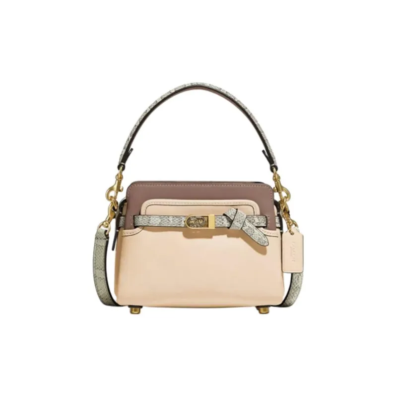 COACH Tate Leather Snake Skin Crossbody Bag, Shoulder Bag, Handbag Trumpets Women's Milk Tea Multicolor-0