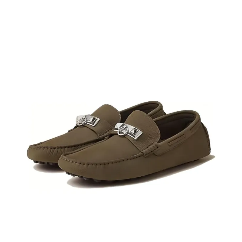 HERMES Irving Loafers Men's Army Green-3