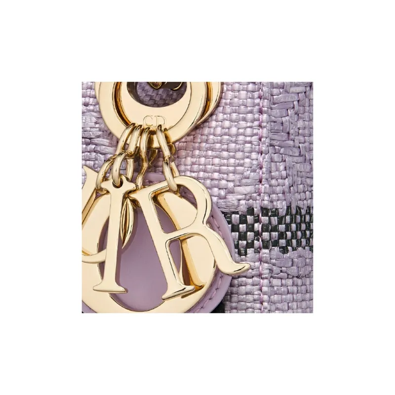 DIOR Lady D-Lite Raffia Fiber Dior Bag Shoulder Bag Crossbody Bag Handbag Mini Women's Light Purple-5