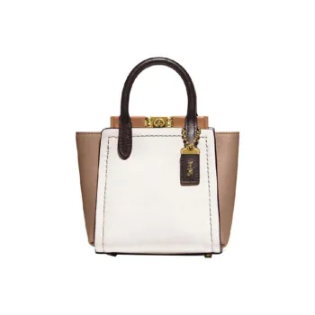 COACH Troupe Cow Leather Tote Bag Shopping Bag Shoulder Bag Crossbody Bag Handbag Mini Women's White Brown Multicolor