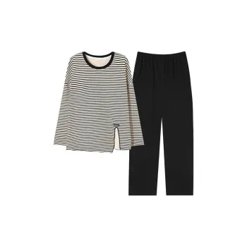 MIIOW Pajama Set Women's Black White Stripes
