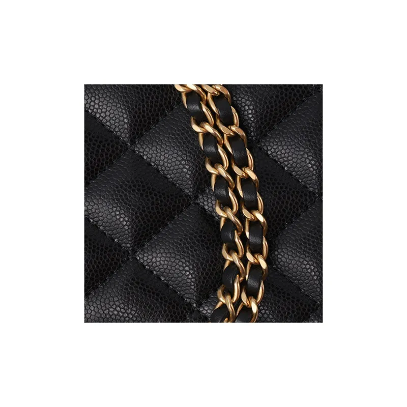 CHANEL WOC Grain Calfskin Crossbody Bag, Shoulder Bag Women's Black-5