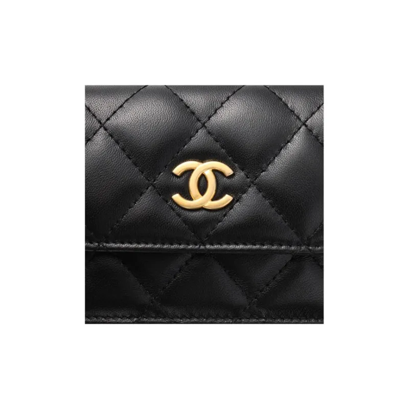 CHANEL Sheepskin Coin Purse, Handbag, Shoulder Bag, Crossbody Bag Regular Women's Black-4