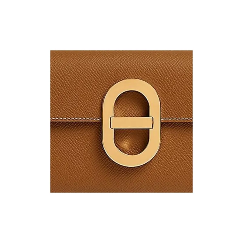 HERMES Chaine D'Ancre To Go Epsom Leather Pig Nose Bag Wallet Women's 37 Gold Gold Brown-3