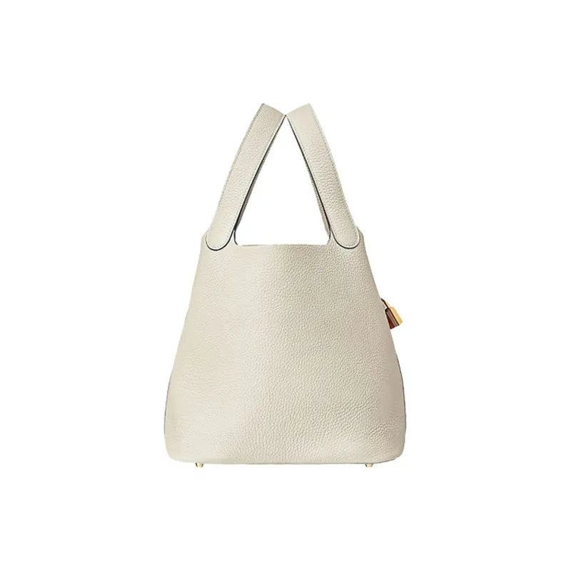 HERMES Picotin Lock Calfskin Bucket Bag Basket Bag Handbag Women's 10 Craie Milkshake White-1