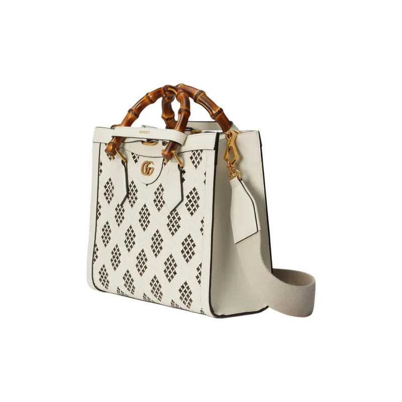 GUCCI Diana Leather Tote Bag Shopping Bag Shoulder Bag Crossbody Bag Handbag Small Size Women's Ecru-3