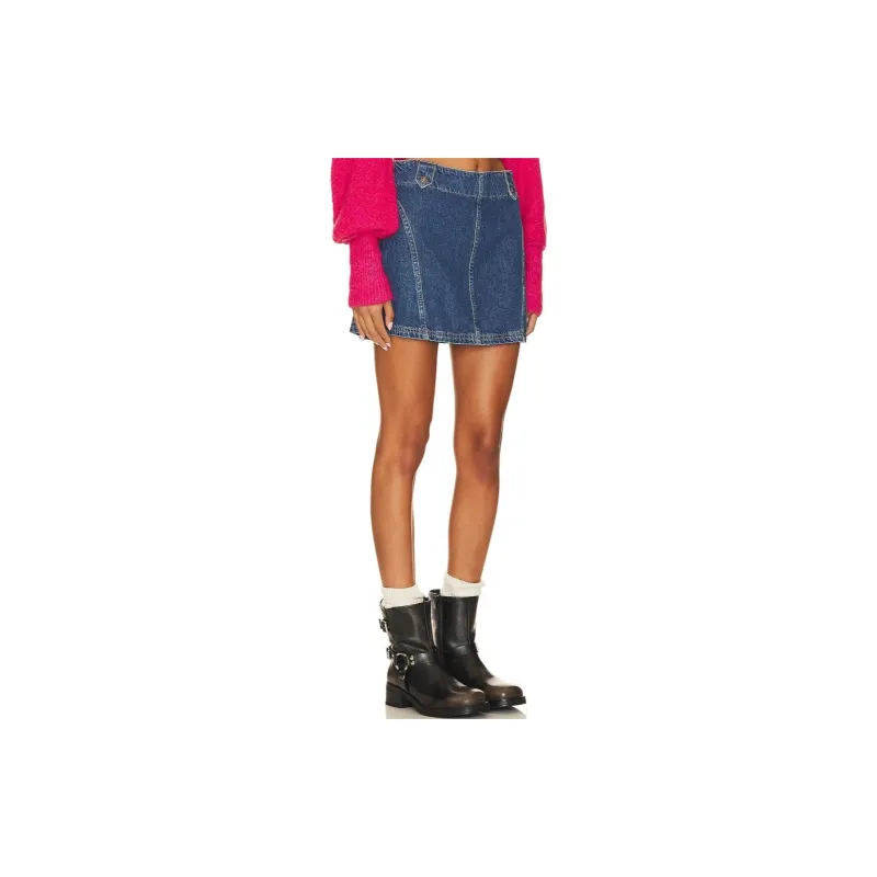 FREE PEOPLE Denim Short Skirts Women's Blue-2
