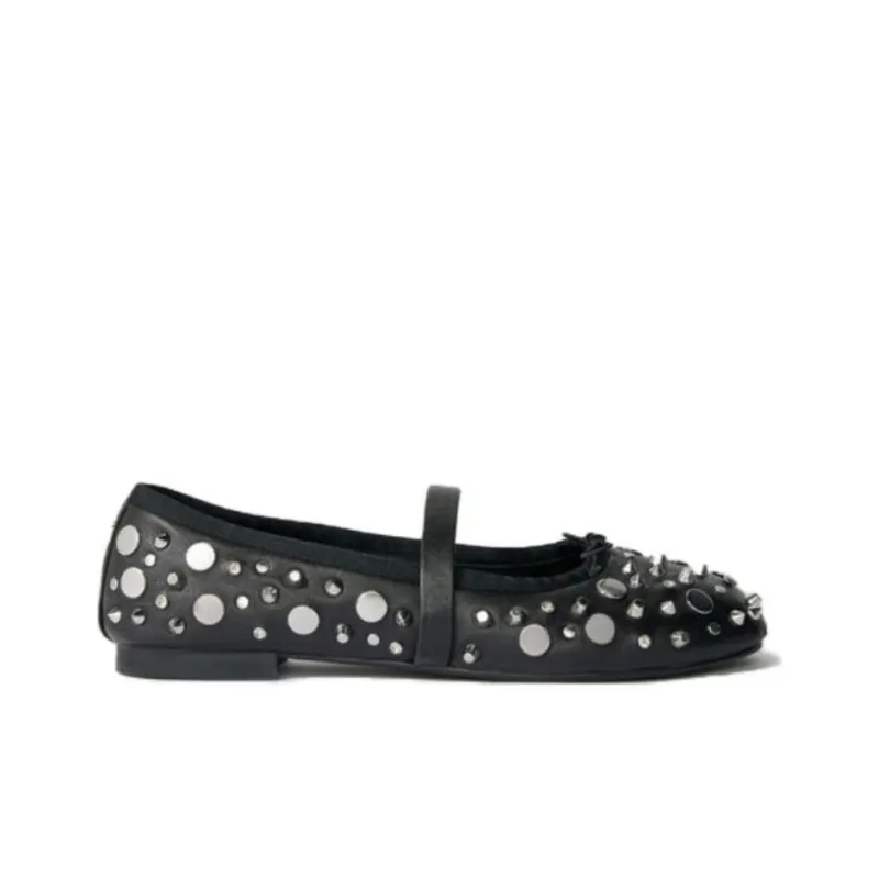 Maje Studded Leather Ballerina Shoes Women's-1