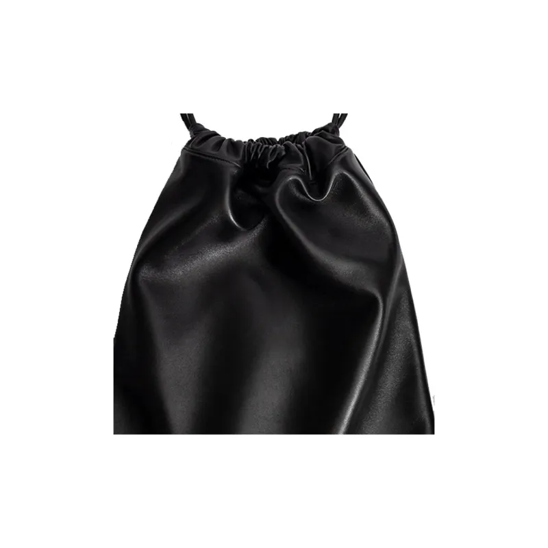 SAINT LAURENT Leather Backpack Unisex Black-4