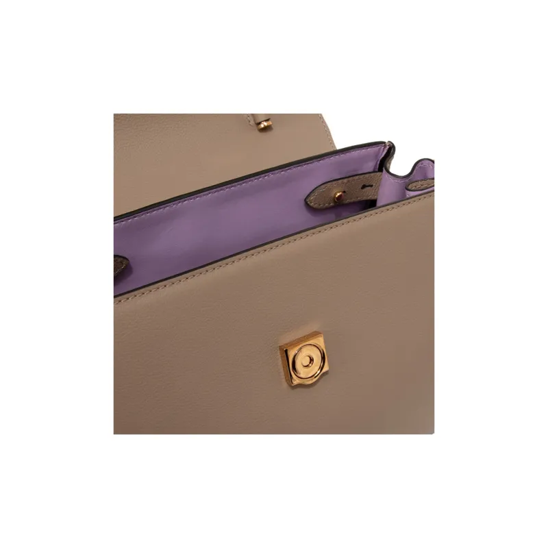 VERSACE VERSACE Leather Handbag Large Size Women's Beige-3