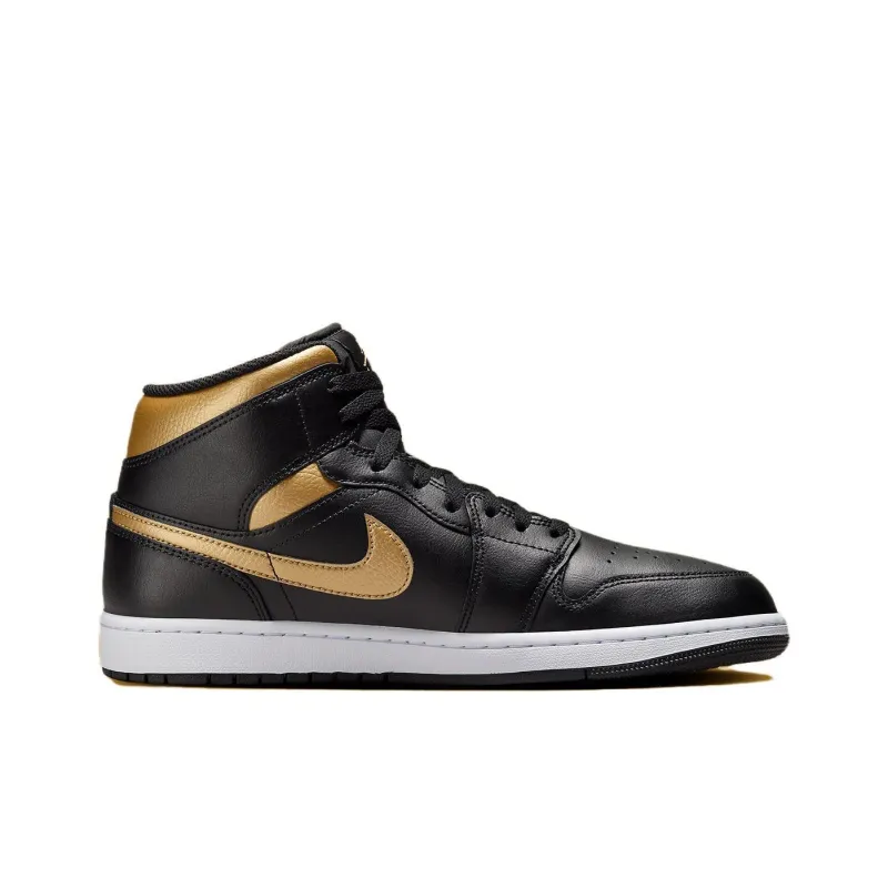 Jordan 1 Mid Black Metallic Gold-1