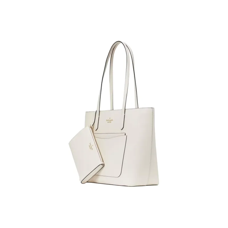 Kate Spade Staci Saffiano PVC One Shoulder Handbags Women's Egg Cream Leather Color-1
