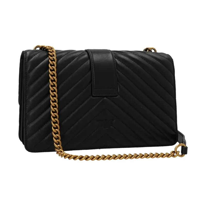 PINKO Love Icon Leather Crossbody Bag, Shoulder Bag Women's Black-1