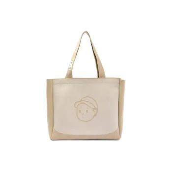 Finerworld Fabric Shoulder Bag Medium Size Unisex Khaki/Gray