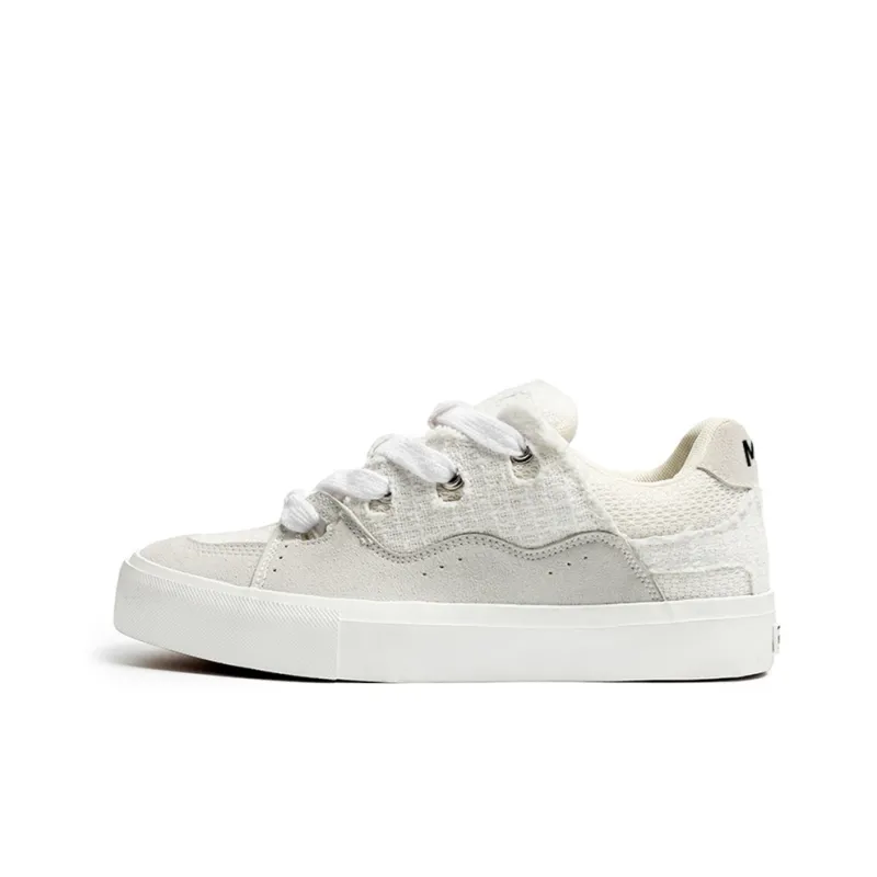 Medd Skateboard Shoes Unisex Low Top White Plaid/White Gray/Black-0