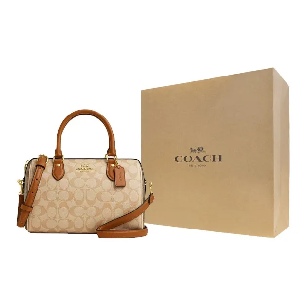 COACH Rowan Coated Canvas Shoulder Bag Crossbody Bag Handbag Medium Size Women's Light Khaki-6