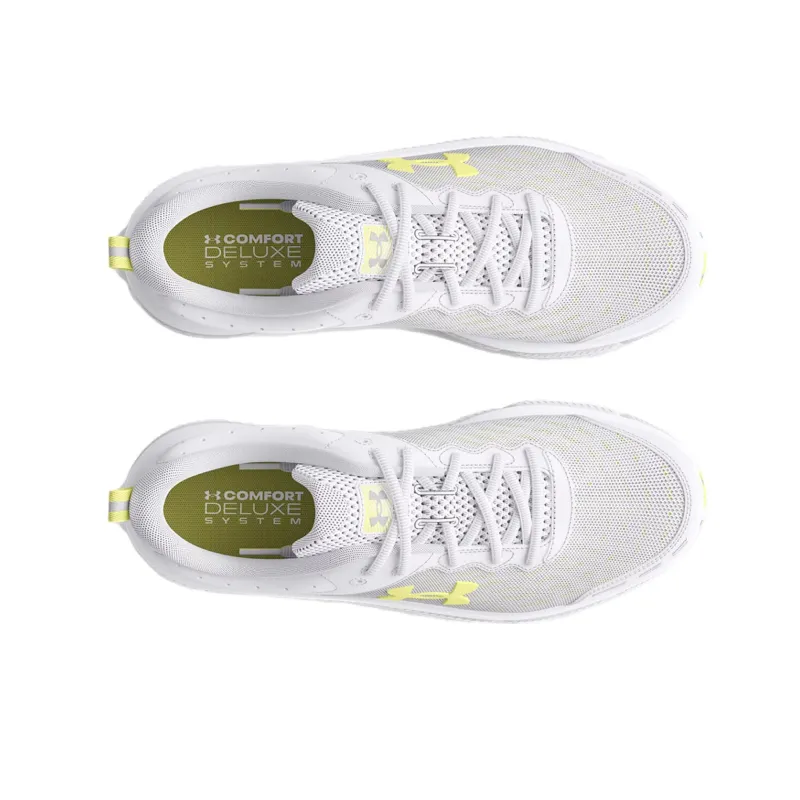 Under Armour Charged Assert 10 Cushioning Slip Resistant Low Top Casual Running Shoes Women's White Yellow-3