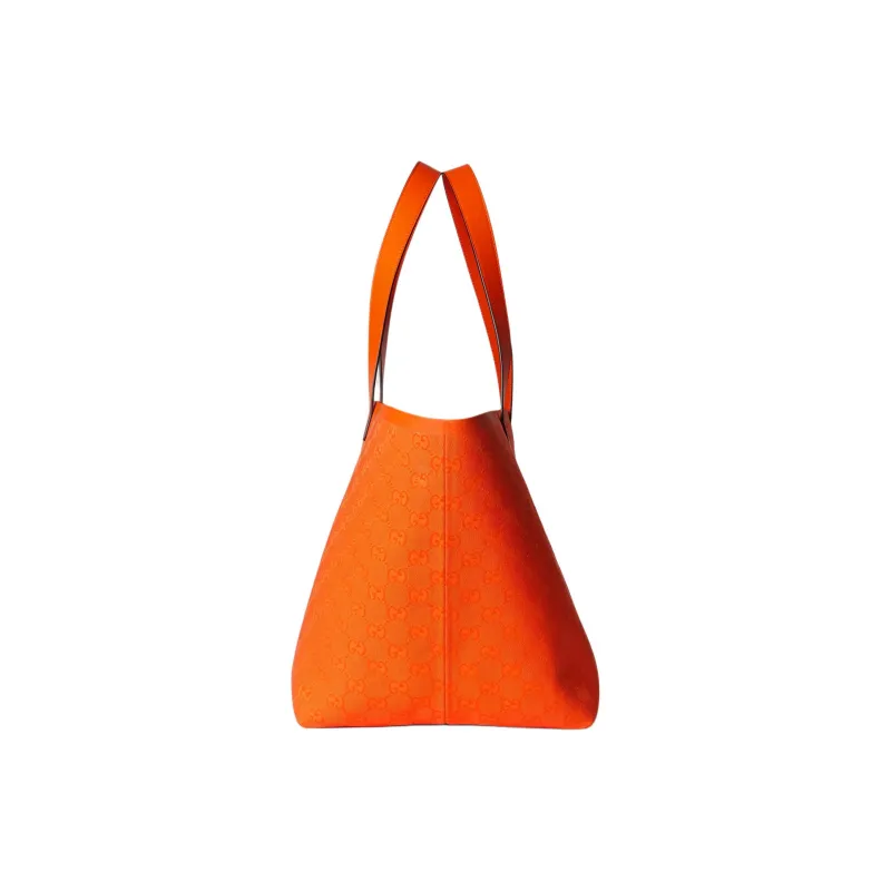 GUCCI Canvas Tote Bag Shopping Bag Handbag Medium Size Unisex Orange-2