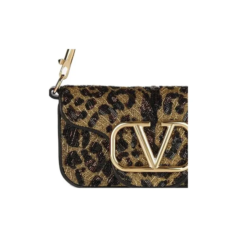 Valentino Locò Calfskin One Shoulder Handbags Small Size Women's Leopard Print-3