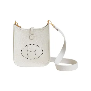 HERMES Evelyne Clemence Calfskin Shoulder Bag Crossbody Bag Mini Women's Cream Gray