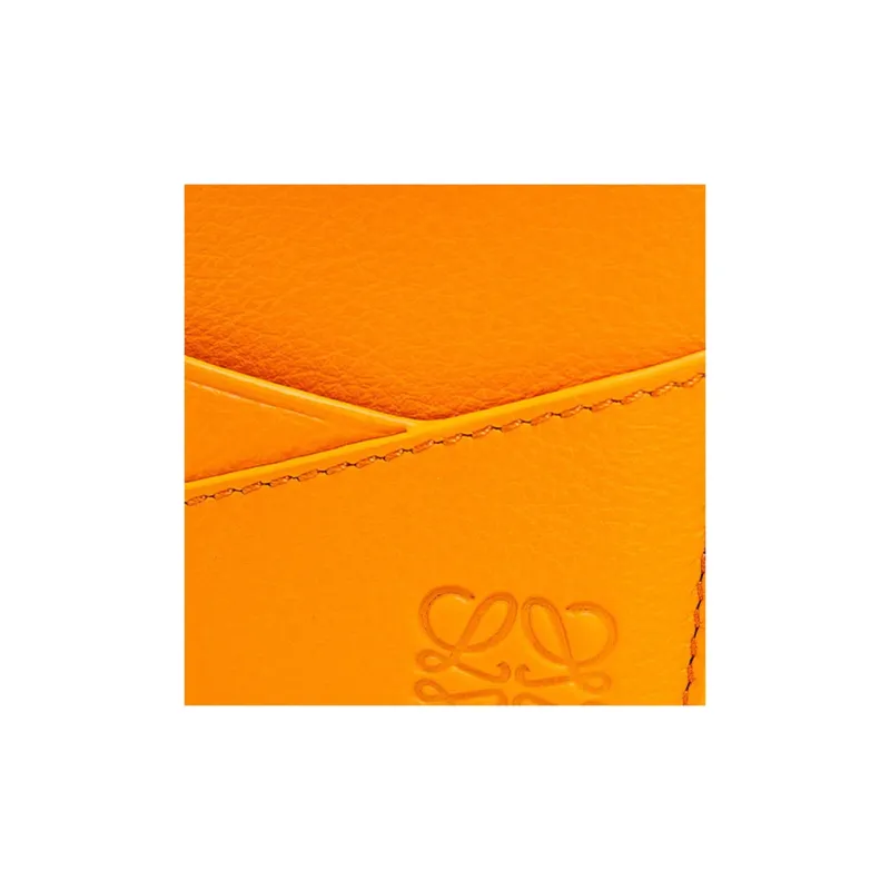 LOEWE Puzzle Cow Leather Card Holder Men's Radiant Honey Orange-3