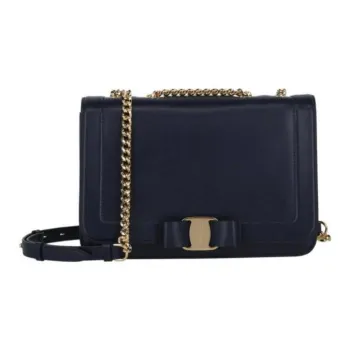 FERRAGAMO Vara Leather Shoulder Bag Crossbody Bag Women's Marine Blue