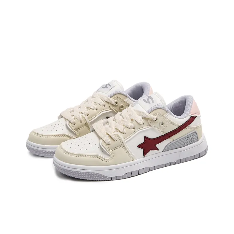 GQWE Anti Slip And Wear Resistant Breathable Low Top Chinese Fashion Trend Star Skateboard Shoes Unisex Beige Apricot-2