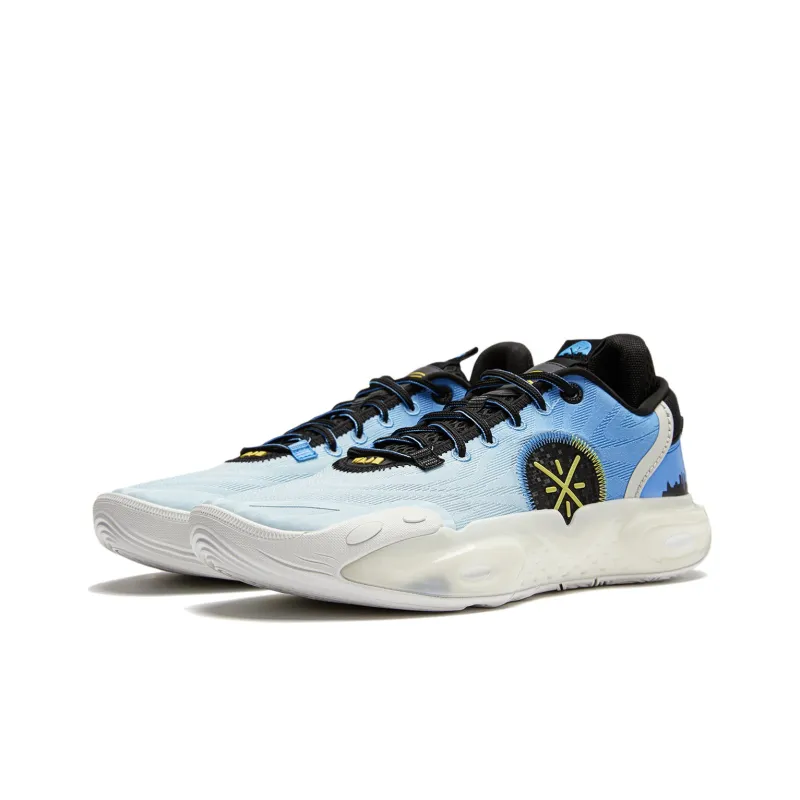 LiNing All City 12 Cushioned Wear Resistant Breathable Slip Resistant Low Top Basketball Shoes Men's Blue-3