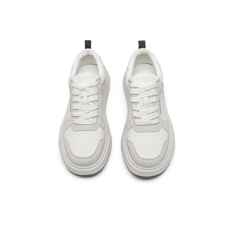 Angelmi Wear Resistant Slip Resistant Low Top Skateboard Shoes Men's White-2