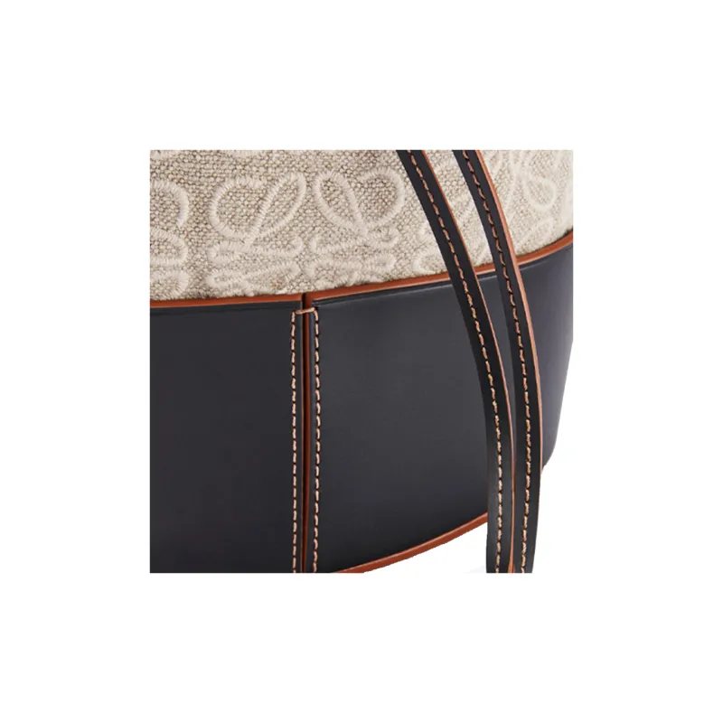 LOEWE BalloonAnagram Linen And Cow Leather Bucket Bag Handbag Crossbody Bag Shoulder Bag Women's Black-5
