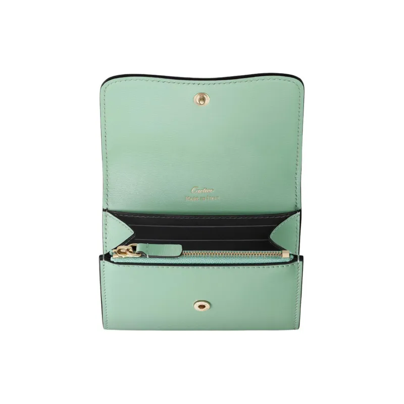 CARTIER PANTHÈRE Calfskin Wallet Mini Women's Sage Green-2