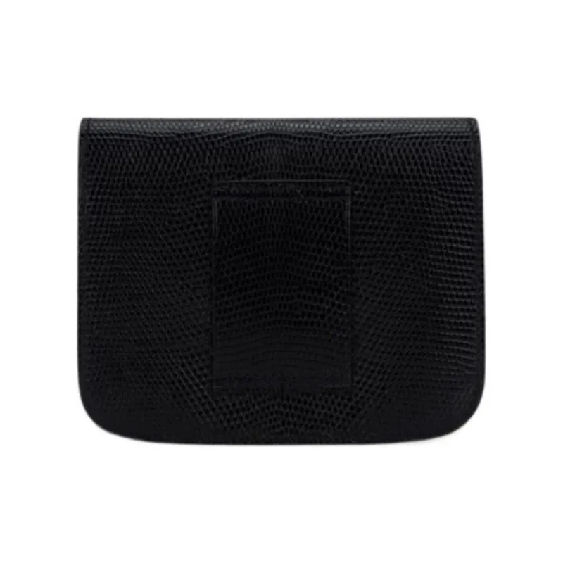 HERMES Constance Slim Lizard Skin Wallet, Card Holder, Fanny Pack Regular Women's Noir Black-3