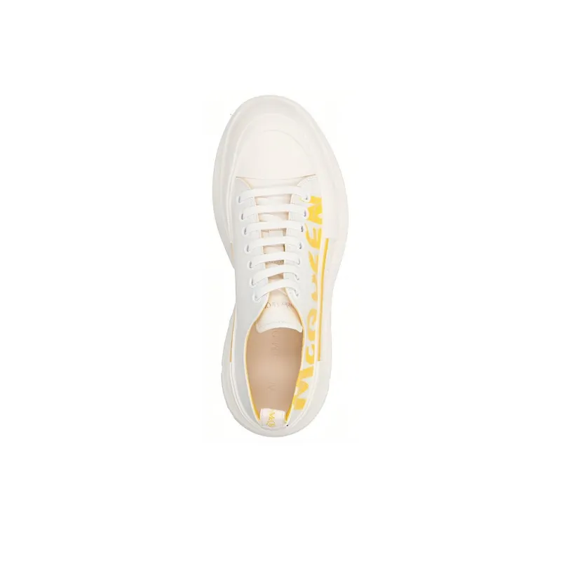 Alexander McQueen Tread Slick Low Lace Up Graffiti White Yellow Pop-2