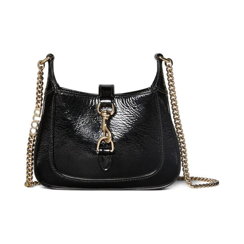 GUCCI Patent Leather Crossbody Bag Shoulder Bag Women's Black-0