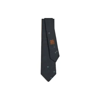 HERMES Mulberry Silk Ties Men's Dark Blue