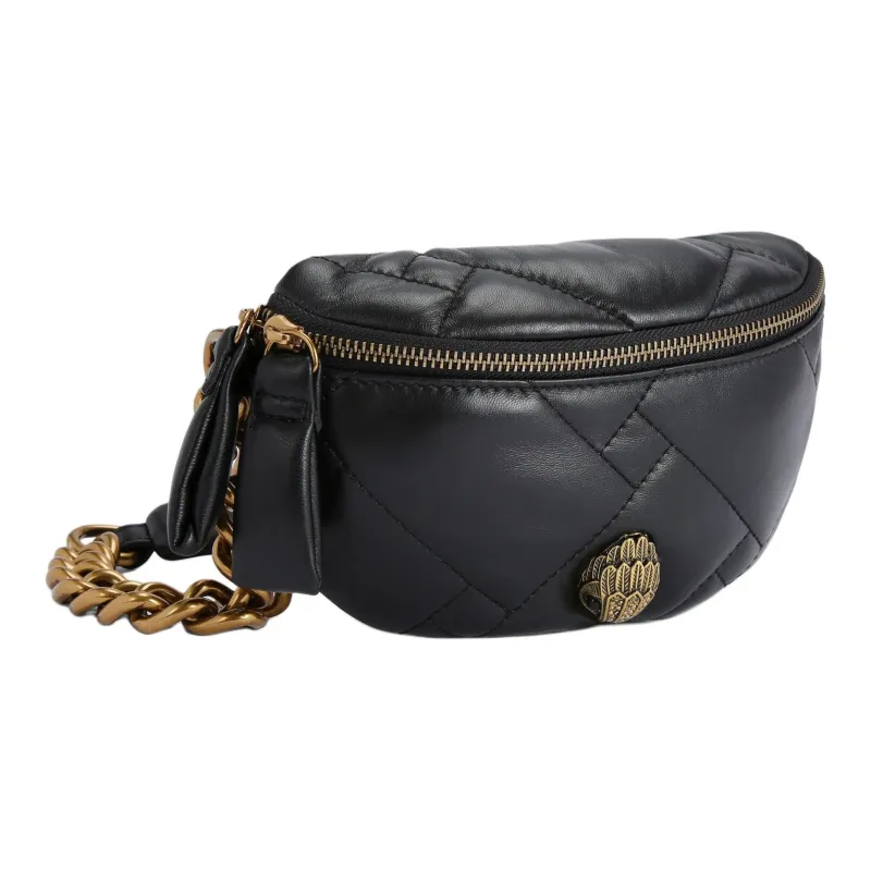 Kurt Geiger London Pebble Texture Calfskin One Shoulder Crossbody Fanny Pack Trumpets Women's Black-1