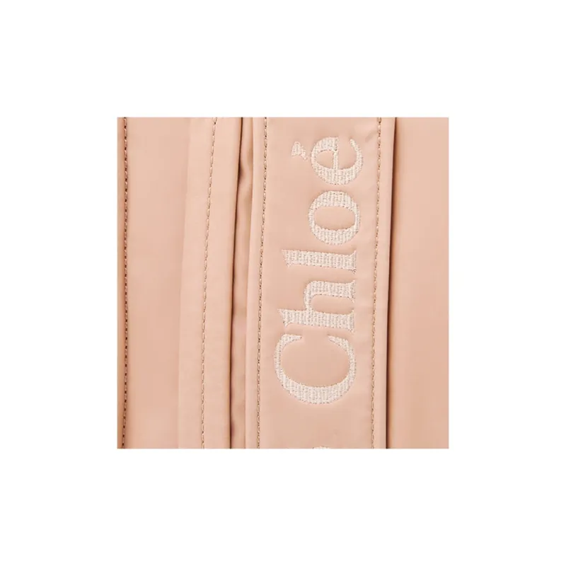 Chloe Woody Nylon Blend Tote Bag Shopping Bag Shoulder Bag Crossbody Bag Handbag Small Size Women's Rose-3
