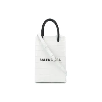 Balenciaga Cow Leather Tote Bag Shopping Bag Cell Phone Pouch Crossbody Bag Crossbody Handbag Small Size Unisex White