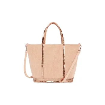 Vanessa Bruno Linen With Bright Beads Tote Bag, Shopping Bag, Shoulder Bag, Handbag Small Size Women's Pink