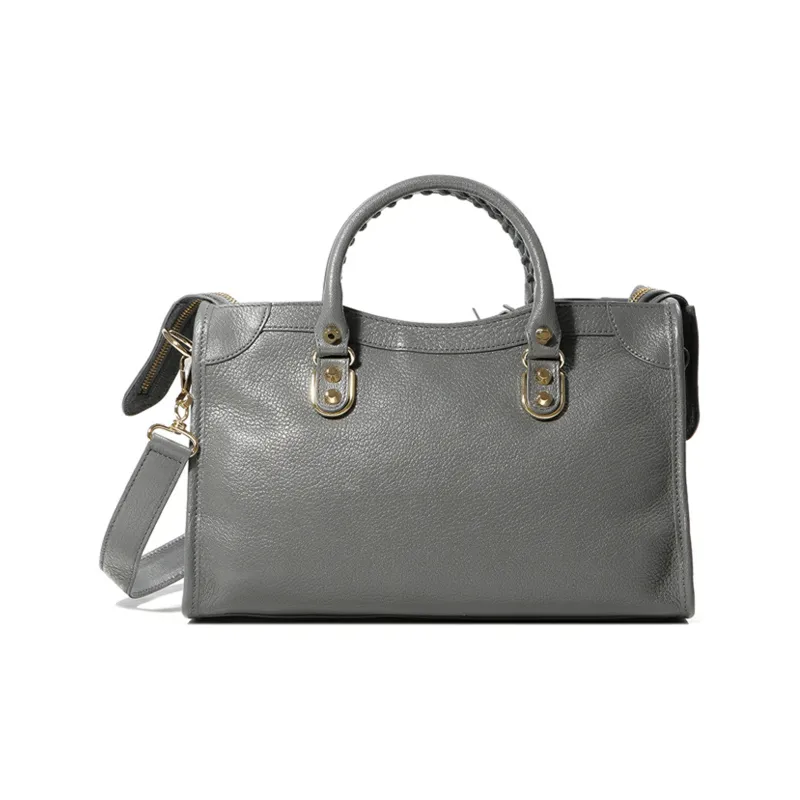 Balenciaga Shiny Goatskin Handbag, Shoulder Bag Trumpets Women's Gray-4