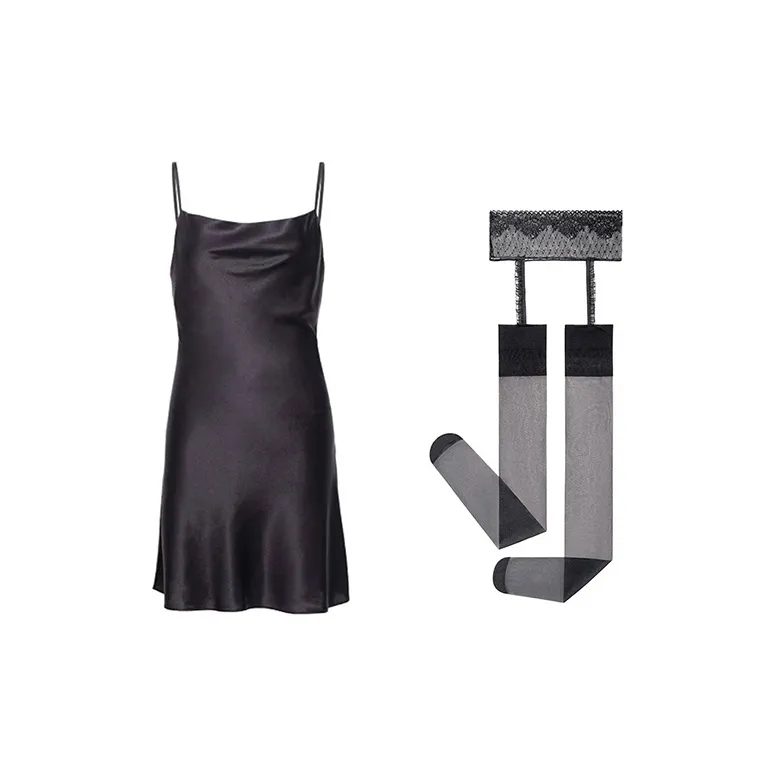 FREELASS Pajama Set Summer Women's Two Piece Set Black-0