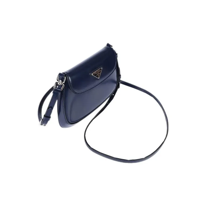 PRADA Cleo Shiny Cow Leather Shoulder Bag, Crossbody Bag Women's Baltic Sea Dark Blue-1